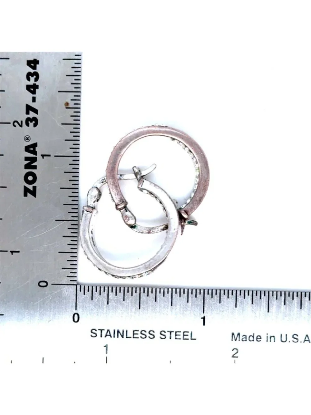 Stamped 925 Hoops Rhienstones Earrings‎